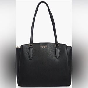 Kate Spade Large Triple Compartment Tote WKRU6948 Black Pebbled Leather NWT